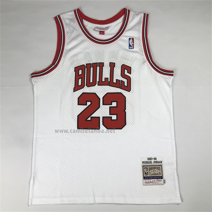 Camiseta Chicago Bulls Michael Jordan NO 23 Autentico 1997-98 Blanco